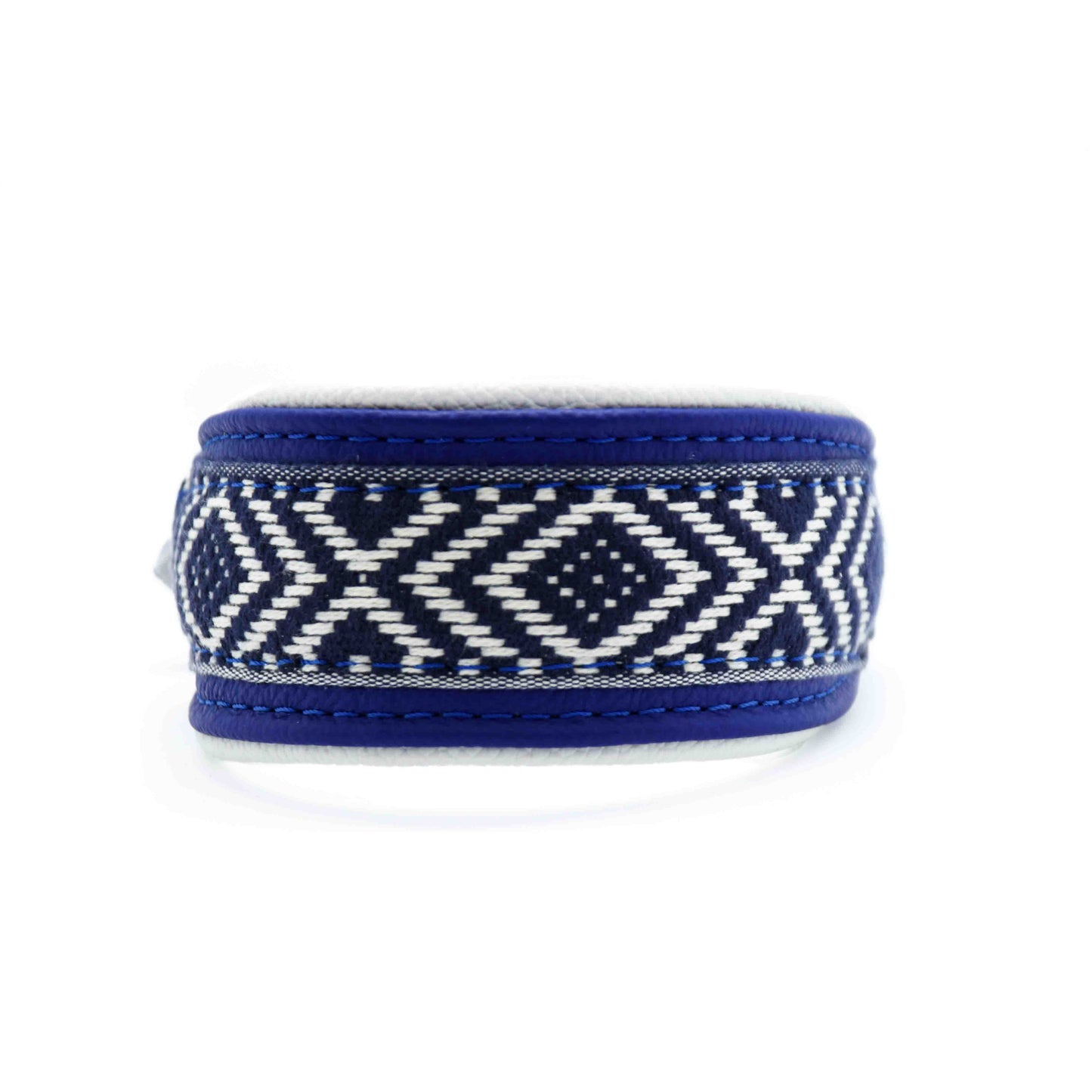 Halsband INDIGO mit Borte • Windhund • leicht • Schmuckhalsband blue