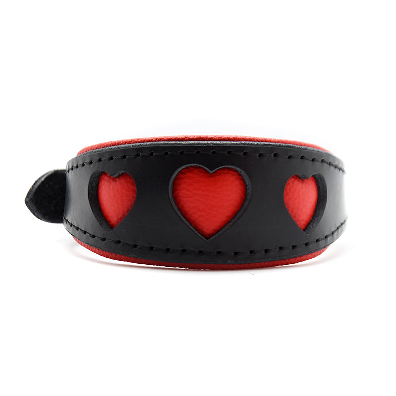 i woof you- Blanklederhalsband für Windhunde mit ausgestanzten Herzen in schwarz