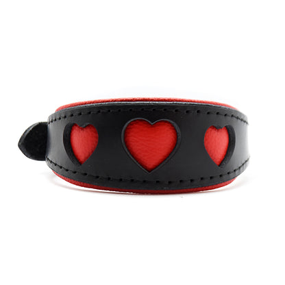 i woof you- Blanklederhalsband für Windhunde mit ausgestanzten Herzen in schwarz