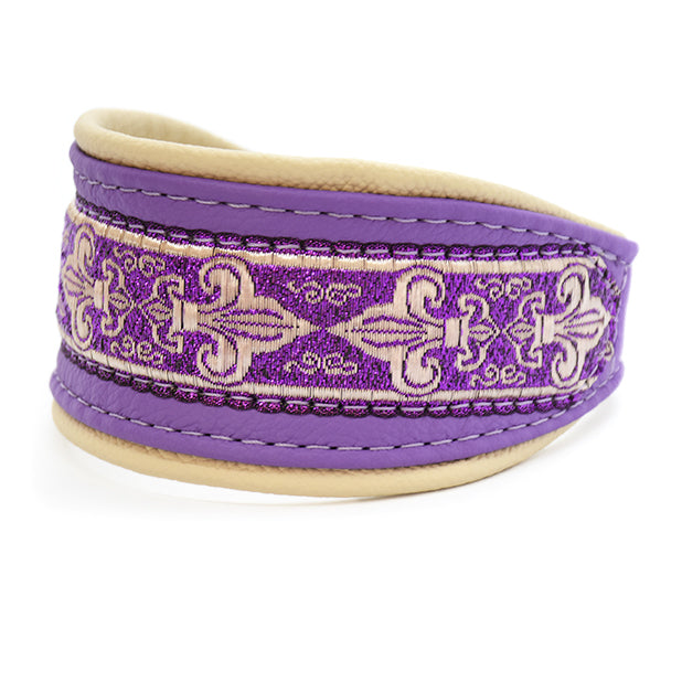 Halsband AMETHYST mit Borte • Windhund • breites Hundehalsband