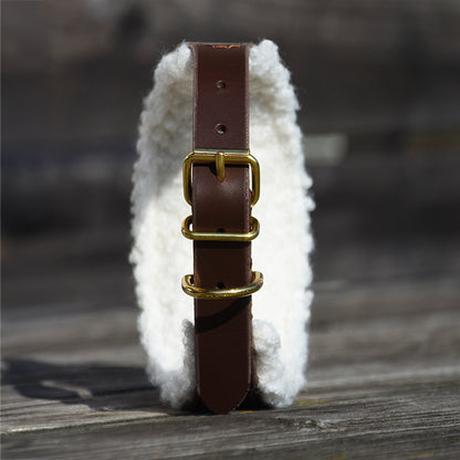 Gepolstertes Windhundhalsband aus Leder mit Teddyfleece